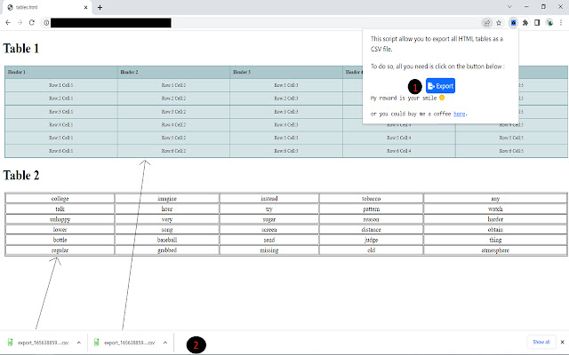 HTML table to csv from Chrome web store to be run with OffiDocs Chromium online HTML table to csv from Chrome web store to be run with OffiDocs Chromium online