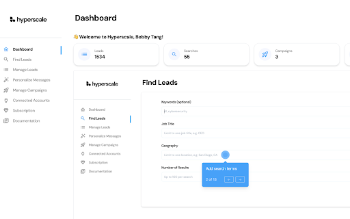 Hyperscale | Automate Outreach with AI from Chrome web store to be run with OffiDocs Chromium online Hyperscale | Automate Outreach with AI from Chrome web store to be run with OffiDocs Chromium online