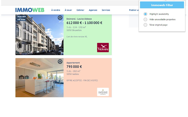 Immoweb Filter from Chrome web store to be run with OffiDocs Chromium online Immoweb Filter from Chrome web store to be run with OffiDocs Chromium online