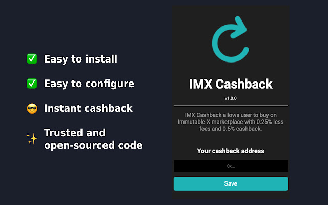 IMX Cashback from Chrome web store to be run with OffiDocs Chromium online IMX Cashback from Chrome web store to be run with OffiDocs Chromium online