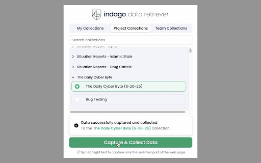Indago Data Retriever BETA from Chrome web store to be run with OffiDocs Chromium online Indago Data Retriever BETA from Chrome web store to be run with OffiDocs Chromium online