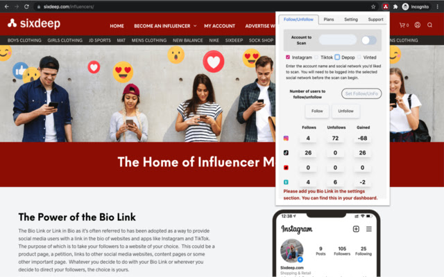 Influencer Network Builder from Chrome web store to be run with OffiDocs Chromium online Influencer Network Builder from Chrome web store to be run with OffiDocs Chromium online