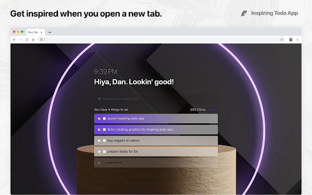 Inspiring Todo App from Chrome web store to be run with OffiDocs Chromium online Inspiring Todo App from Chrome web store to be run with OffiDocs Chromium online