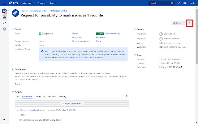 Jira Favorites from Chrome web store to be run with OffiDocs Chromium online Jira Favorites from Chrome web store to be run with OffiDocs Chromium online