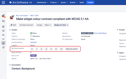 Jira story points from Chrome web store to be run with OffiDocs Chromium online Jira story points from Chrome web store to be run with OffiDocs Chromium online