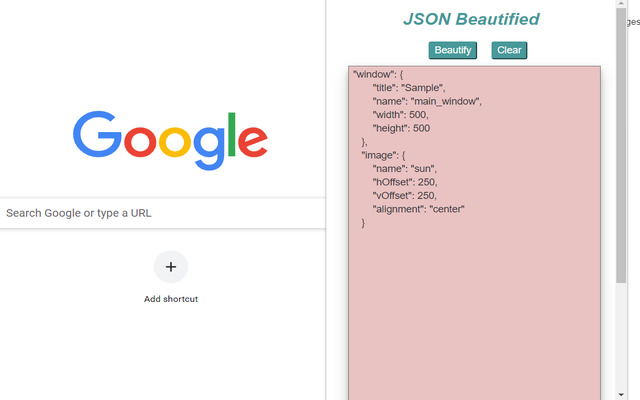 JSON Beautified from Chrome web store to be run with OffiDocs Chromium online JSON Beautified from Chrome web store to be run with OffiDocs Chromium online