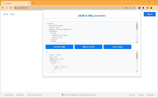 JSON XML Converter from Chrome web store to be run with OffiDocs Chromium online JSON XML Converter from Chrome web store to be run with OffiDocs Chromium online