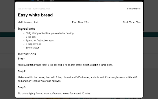 Just the Recipe from Chrome web store to be run with OffiDocs Chromium online Just the Recipe from Chrome web store to be run with OffiDocs Chromium online