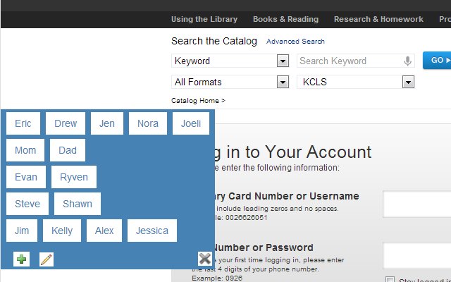 KCLS Library Helper from Chrome web store to be run with OffiDocs Chromium online KCLS Library Helper from Chrome web store to be run with OffiDocs Chromium online