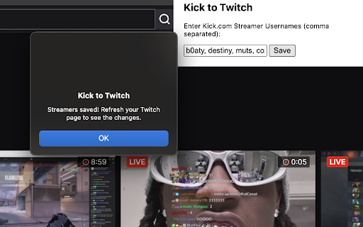 Kick to Twitch from Chrome web store to be run with OffiDocs Chromium online Kick to Twitch from Chrome web store to be run with OffiDocs Chromium online
