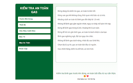 Kiểm Tra An Toàn Gas Anmy from Chrome web store to be run with OffiDocs Chromium online Kiểm Tra An Toàn Gas Anmy from Chrome web store to be run with OffiDocs Chromium online