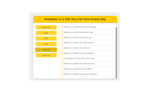 Kindness is a Gift from Chrome web store to be run with OffiDocs Chromium online Kindness is a Gift from Chrome web store to be run with OffiDocs Chromium online