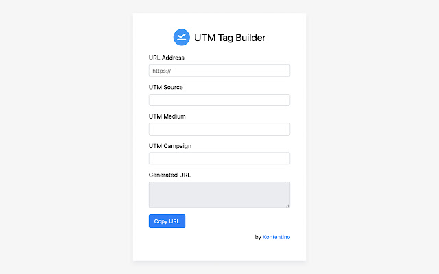 Kontentino UTM Tag Builder from Chrome web store to be run with OffiDocs Chromium online Kontentino UTM Tag Builder from Chrome web store to be run with OffiDocs Chromium online