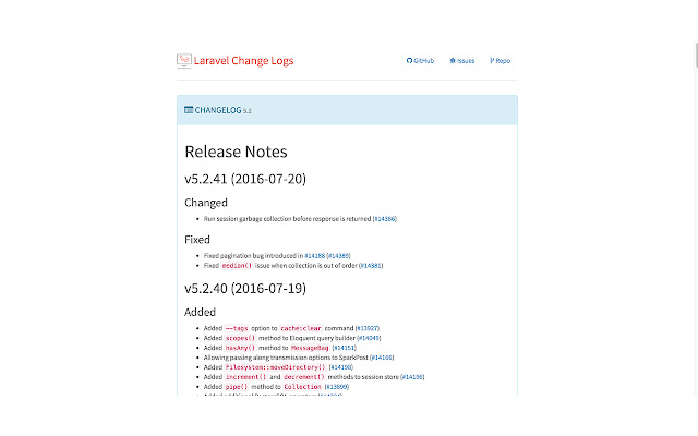 Laravel Changelogs from Chrome web store to be run with OffiDocs Chromium online Laravel Changelogs from Chrome web store to be run with OffiDocs Chromium online