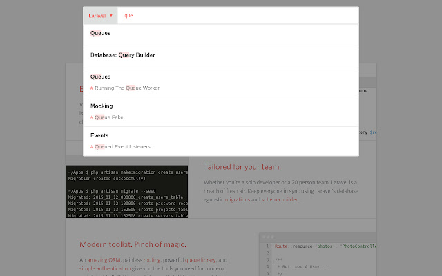 Laravel/Yii 2 Docs Search Autocomplete from Chrome web store to be run with OffiDocs Chromium online Laravel/Yii 2 Docs Search Autocomplete from Chrome web store to be run with OffiDocs Chromium online