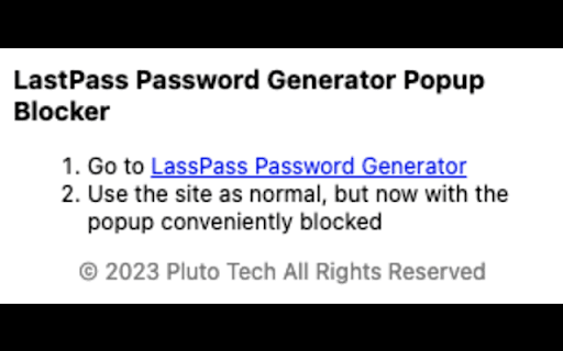 LastPass Password Generator Popup Blocker from Chrome web store to be run with OffiDocs Chromium online LastPass Password Generator Popup Blocker from Chrome web store to be run with OffiDocs Chromium online
