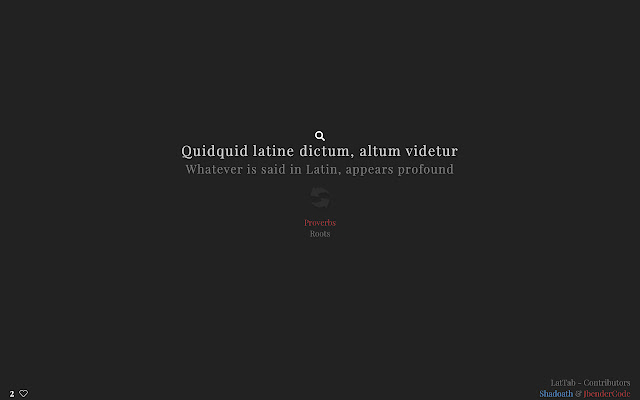 LatTab 2.0 Latin proverbs and root words from Chrome web store to be run with OffiDocs Chromium online LatTab 2.0 Latin proverbs and root words from Chrome web store to be run with OffiDocs Chromium online