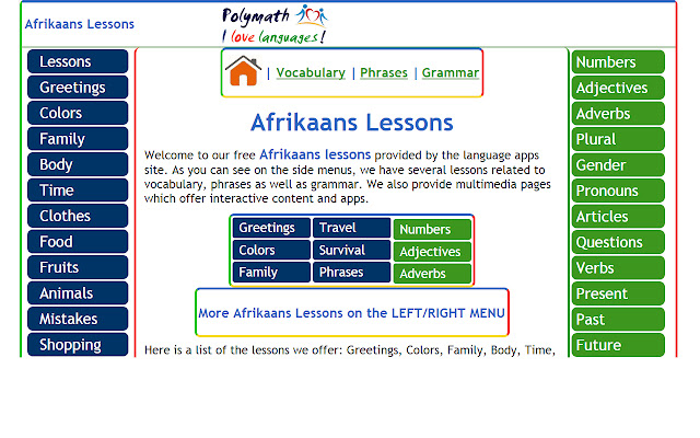 Learn Afrikaans from Chrome web store to be run with OffiDocs Chromium online Learn Afrikaans from Chrome web store to be run with OffiDocs Chromium online