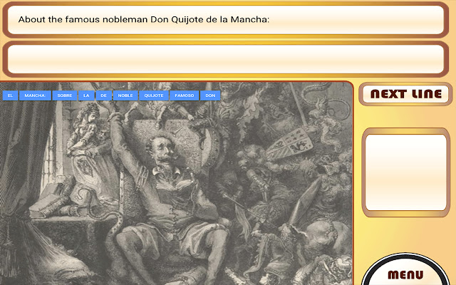 Learn Spanish with Don Quixote from Chrome web store to be run with OffiDocs Chromium online Learn Spanish with Don Quixote from Chrome web store to be run with OffiDocs Chromium online