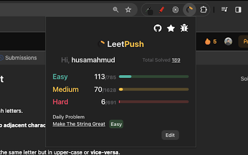 LeetPush from Chrome web store to be run with OffiDocs Chromium online LeetPush from Chrome web store to be run with OffiDocs Chromium online