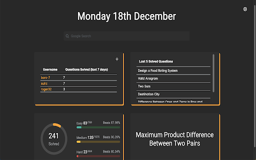 LeetTab Leetcode Dashboard from Chrome web store to be run with OffiDocs Chromium online LeetTab Leetcode Dashboard from Chrome web store to be run with OffiDocs Chromium online