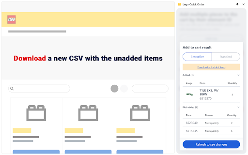 Lego Quick Order from Chrome web store to be run with OffiDocs Chromium online Lego Quick Order from Chrome web store to be run with OffiDocs Chromium online