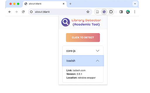 Library Detector (Academic Tool) from Chrome web store to be run with OffiDocs Chromium online Library Detector (Academic Tool) from Chrome web store to be run with OffiDocs Chromium online