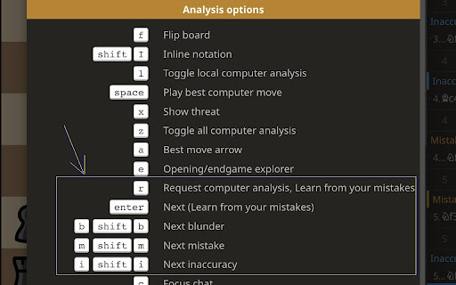 Lichess analysis key bindings from Chrome web store to be run with OffiDocs Chromium online Lichess analysis key bindings from Chrome web store to be run with OffiDocs Chromium online