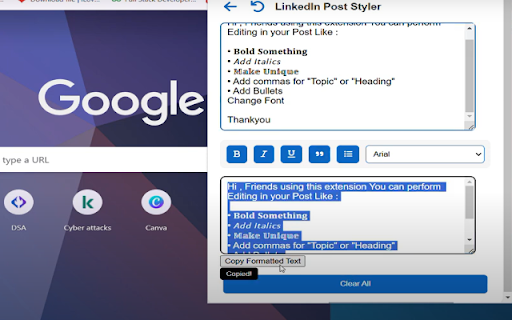 LinkedIn Post Styler from Chrome web store to be run with OffiDocs Chromium online LinkedIn Post Styler from Chrome web store to be run with OffiDocs Chromium online
