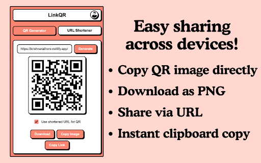 LinkQR ShortURL QR Code Generator from Chrome web store to be run with OffiDocs Chromium online LinkQR ShortURL QR Code Generator from Chrome web store to be run with OffiDocs Chromium online