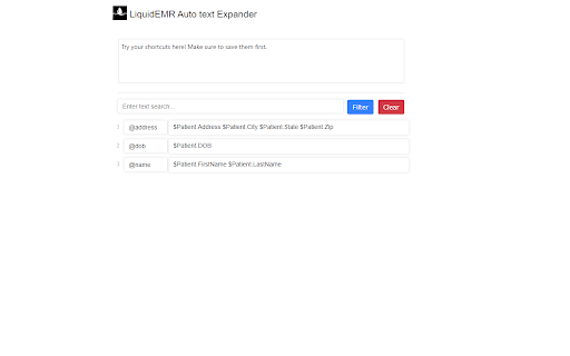 LiquidEMR Auto Text Expander from Chrome web store to be run with OffiDocs Chromium online LiquidEMR Auto Text Expander from Chrome web store to be run with OffiDocs Chromium online