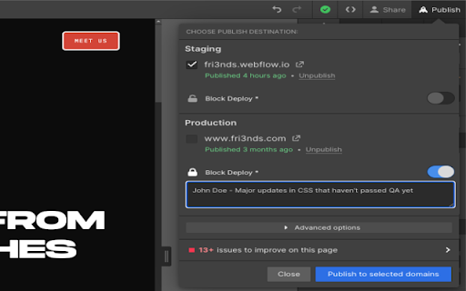 Manage Deployments for Webflow from Chrome web store to be run with OffiDocs Chromium online Manage Deployments for Webflow from Chrome web store to be run with OffiDocs Chromium online