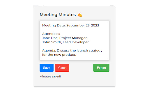 Meeting Minutes from Chrome web store to be run with OffiDocs Chromium online Meeting Minutes from Chrome web store to be run with OffiDocs Chromium online