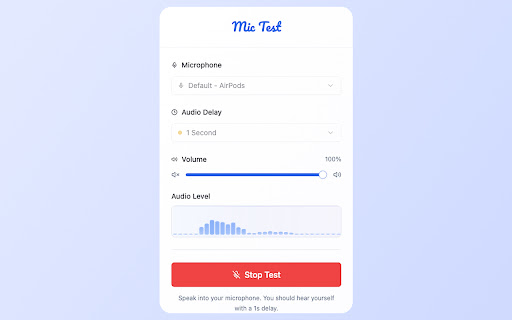 Mic Test from Chrome web store to be run with OffiDocs Chromium online Mic Test from Chrome web store to be run with OffiDocs Chromium online