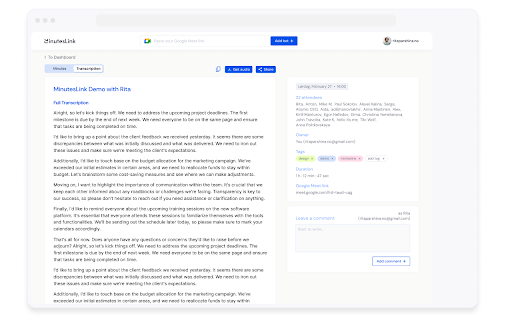MinutesLink: Record, Transcribe Summarize Meetings from Chrome web store to be run with OffiDocs Chromium online MinutesLink: Record, Transcribe Summarize Meetings from Chrome web store to be run with OffiDocs Chromium online