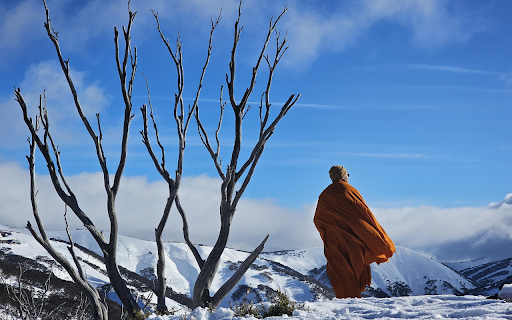 Monk on the snowy mountain from Chrome web store to be run with OffiDocs Chromium online Monk on the snowy mountain from Chrome web store to be run with OffiDocs Chromium online