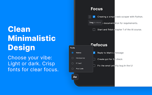Narrow Focus: New Tab Todo List from Chrome web store to be run with OffiDocs Chromium online Narrow Focus: New Tab Todo List from Chrome web store to be run with OffiDocs Chromium online
