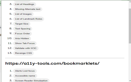 Nawaz Accessibilty testing Bookmarklets from Chrome web store to be run with OffiDocs Chromium online Nawaz Accessibilty testing Bookmarklets from Chrome web store to be run with OffiDocs Chromium online