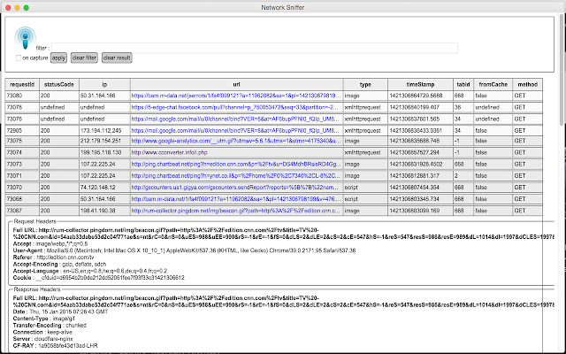 Network Sniffer from Chrome web store to be run with OffiDocs Chromium online Network Sniffer from Chrome web store to be run with OffiDocs Chromium online