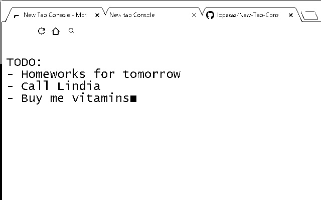 New Tab Console from Chrome web store to be run with OffiDocs Chromium online New Tab Console from Chrome web store to be run with OffiDocs Chromium online
