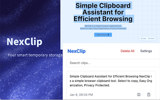 NexClip Smart Clipboard Assistant from Chrome web store to be run with OffiDocs Chromium online NexClip Smart Clipboard Assistant from Chrome web store to be run with OffiDocs Chromium online