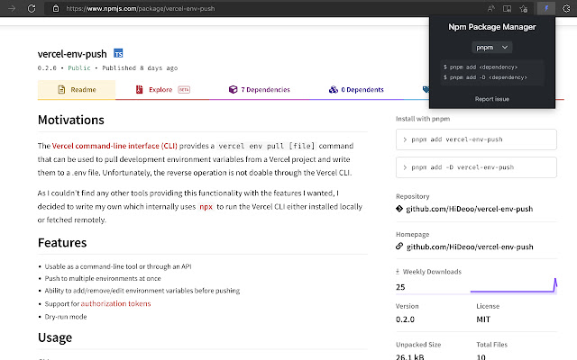 Npm Package Manager from Chrome web store to be run with OffiDocs Chromium online Npm Package Manager from Chrome web store to be run with OffiDocs Chromium online