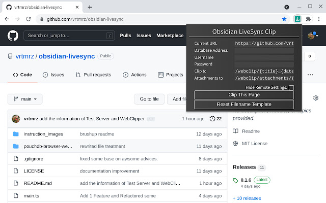 obsidian livesync webclip from Chrome web store to be run with OffiDocs Chromium online obsidian livesync webclip from Chrome web store to be run with OffiDocs Chromium online
