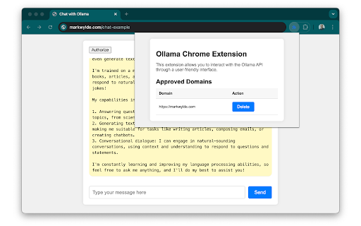 Ollama Chrome API from Chrome web store to be run with OffiDocs Chromium online Ollama Chrome API from Chrome web store to be run with OffiDocs Chromium online