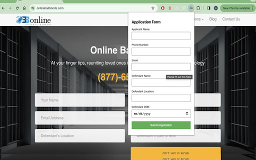 Online Bail Bonds Application from Chrome web store to be run with OffiDocs Chromium online Online Bail Bonds Application from Chrome web store to be run with OffiDocs Chromium online