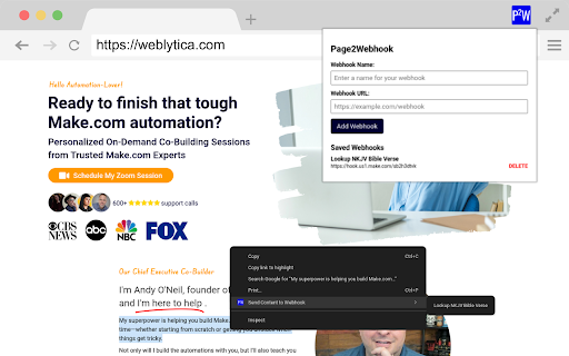 Page2Webhook from Chrome web store to be run with OffiDocs Chromium online Page2Webhook from Chrome web store to be run with OffiDocs Chromium online