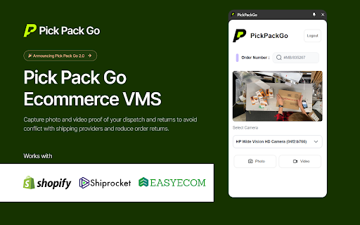 Pick Pack Go Warehouse VMS from Chrome web store to be run with OffiDocs Chromium online Pick Pack Go Warehouse VMS from Chrome web store to be run with OffiDocs Chromium online