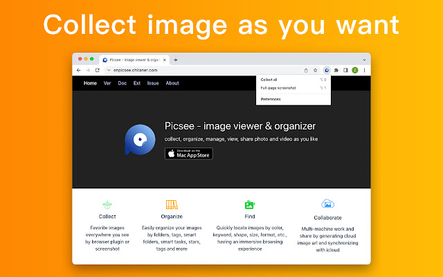 Picsee collect and organize image from Chrome web store to be run with OffiDocs Chromium online Picsee collect and organize image from Chrome web store to be run with OffiDocs Chromium online