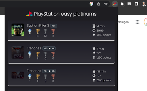 PlayStation easy platinum trophies from Chrome web store to be run with OffiDocs Chromium online PlayStation easy platinum trophies from Chrome web store to be run with OffiDocs Chromium online