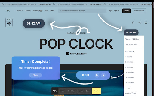 PopClock Floating Time Timer from Chrome web store to be run with OffiDocs Chromium online PopClock Floating Time Timer from Chrome web store to be run with OffiDocs Chromium online
